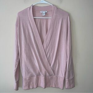 Athleta Women’s Purana V-Neck Wrap Sweatshirt Modal Blend Pink Size XS